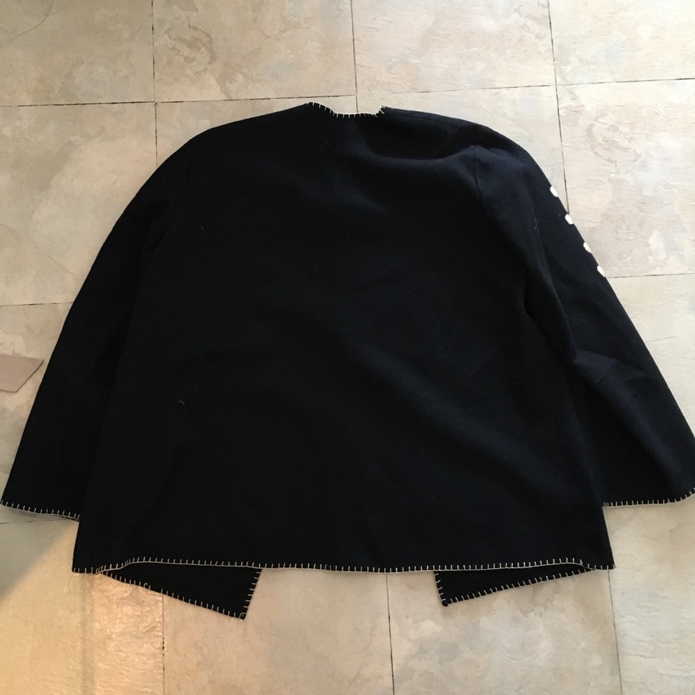 HOLIDAY WINTER embroidered black jacket loose wool deer PONCHO COAT - Picture 7 of 7